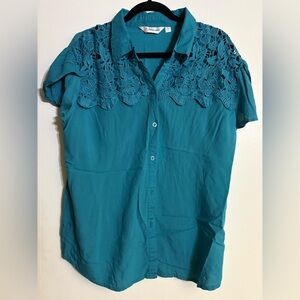 Chic Teal Lace Women's Blouse